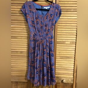 Boden Blue and Orange Floral Midi Dress